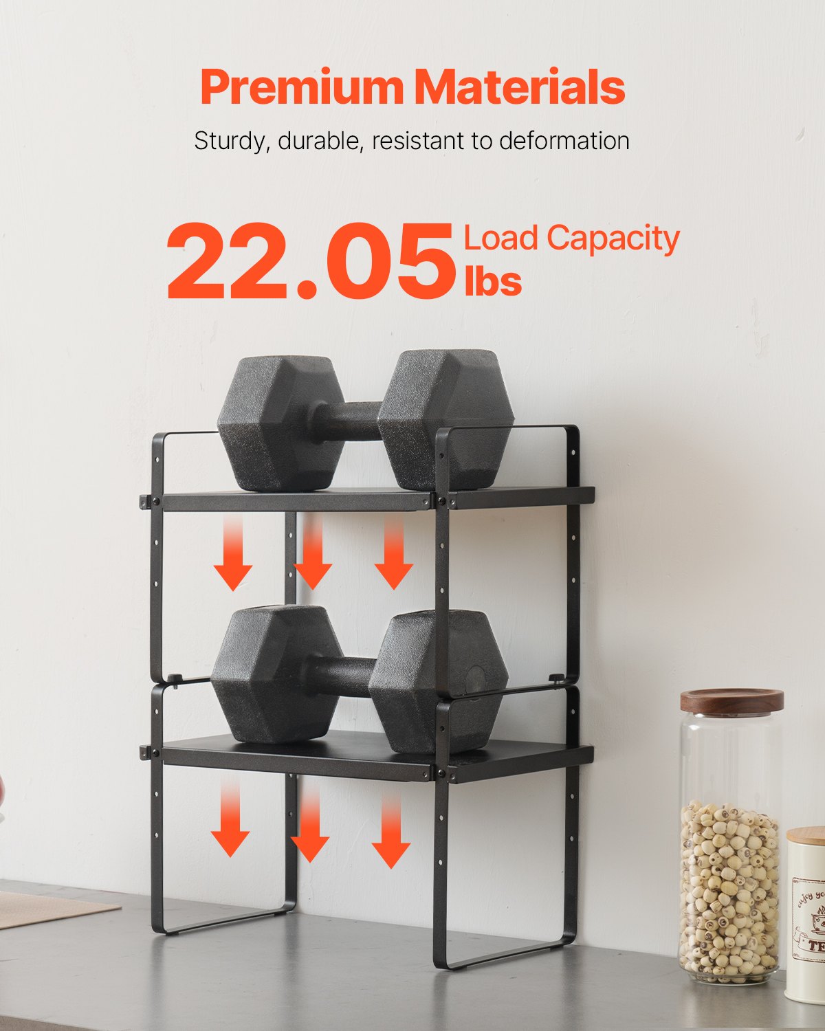 2 Tier Cabinet Organizer Shelf Counter Shelves Steel Kitchen Storage Spice Rack - Image 2