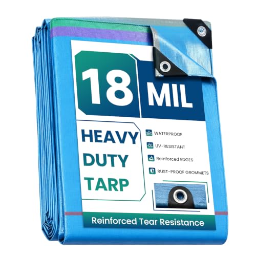 10x12 Ft Tarps Heavy Duty Waterproof with Grommets, 18 Mil - Image 2