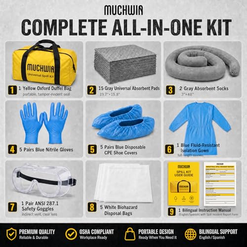 MUCHWIN 2-Pack Universal Spill Kit OSHA Approved & DOT Compliant - Image 3