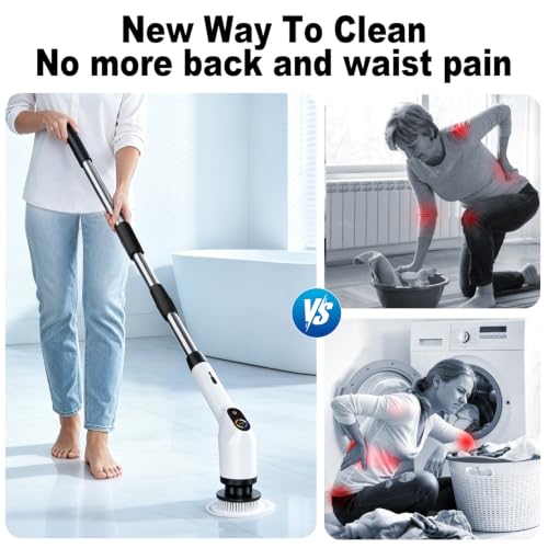 Cordless Large Power Cleaning Brush with Long Handle, Tub Spin - Image 6