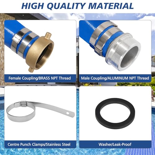 2" x 100 ft Backwash Hose for Swimming Pools, Heavy Duty PVC Lay - Image 3