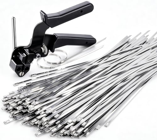 Stainless Steel Zip Tie Tool Kit with 150 Pcs 304 Metal Zip Ties - Image 2