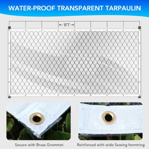 8x10ft Clear Tarp, 14mil Clear Tarps Heavy Duty Waterproof - Image 4