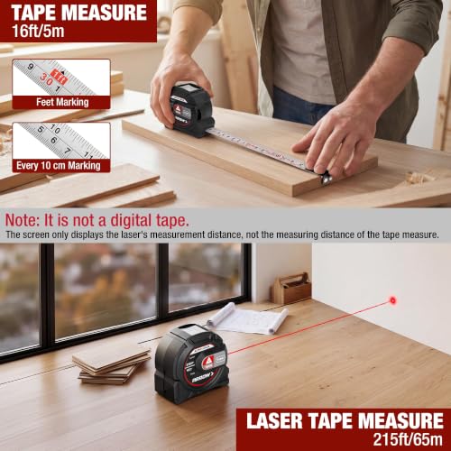 Arrow 2-in-1 Laser Tape Measure, 215Ft/65m Laser Distance - Image 4