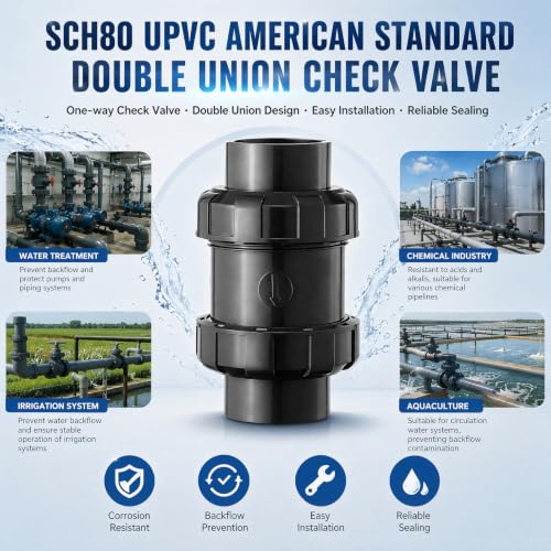 1-1/2" SCH80 PVC True Union Check Valve, Gravity Ball - Image 7