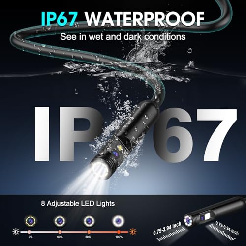 Dual Lens Endoscope Camera with Light, 1920P HD Industrial Borescope with 4.3" LCD, IP67 Waterproof Inspection Camera, 16.4FT Semi-Rigid Cable, 8 LED Lights 32GB Card, for Sewer Pi - Image 5