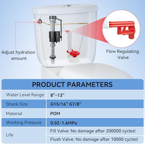 3 Set Toilet Tank Replacement Kit, Fill Valve - Image 4