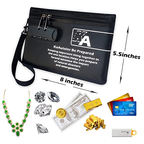 KaAutoler Small Fireproof Bag with Lock, Waterproof Money - Image 4