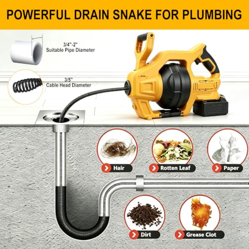 Cordless Drain Snake Compatible with Dewalt 20V Battery - Image 5
