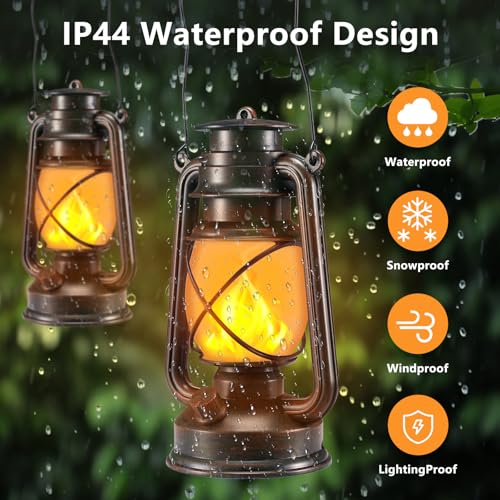 2 Pack Bronze Battery-Powered LED Lanterns with Flickering Flame - Image 6