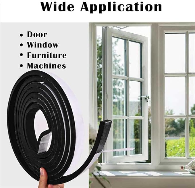 Closed Cell Foam Tape 1 inch Wide x 1/4 inch Thick,Single Sided Foam Strip with Self-Adhesive Backed,Weather Stripping for AC Window Seal and Door Insulation,Soundproof Weatherstripping 2 Rolls,33ft