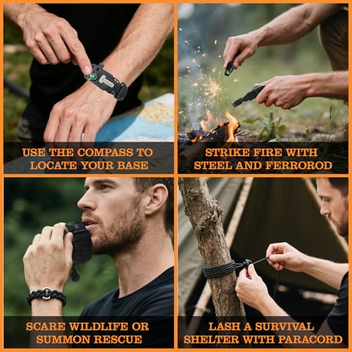 Paracord Survival Bracelet (3 Pack) - Adjustable with Fire - Image 5