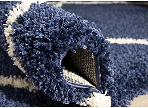 SAFAVIEH Hudson Shag Collection X-Large Area Rug - 11' x 15', Navy & Ivory, Modern Trellis Design, Non-Shedding & Easy Care, 2-inch Thick Ideal for High Traffic Areas in Living Room, Bedroom (SGH281C)