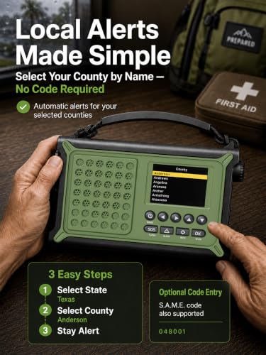 S.A.M.E. NOAA Weather Radio with 12000mAh Battery & 2.4" Color - Image 3