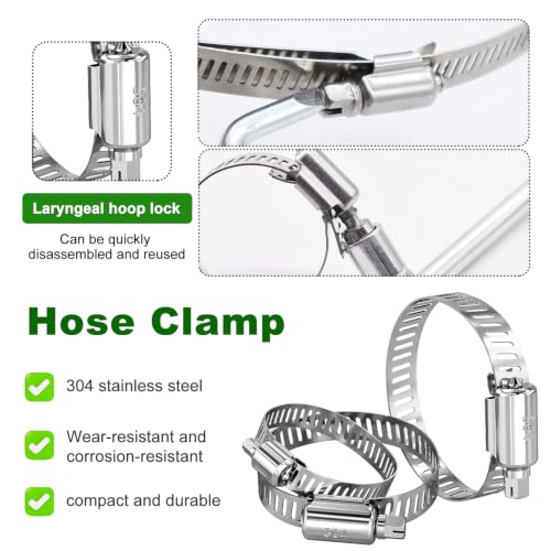 65PCS Hose Clamps Kit,1/4"–2" (6-51mm) SAE 304 Stainless Steel - Image 4