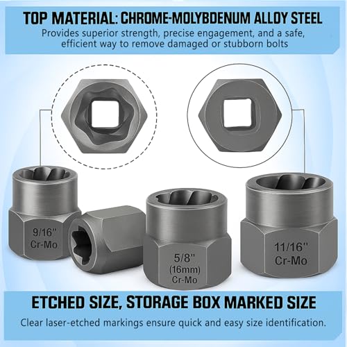 XEWEA 14PCS 3/8" Drive Impact Bolt Nut Extractor Set - Image 4
