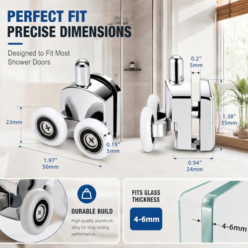 Covzoe 10 Pieces Shower Door Rollers Replacement Set, 23mm - Image 3