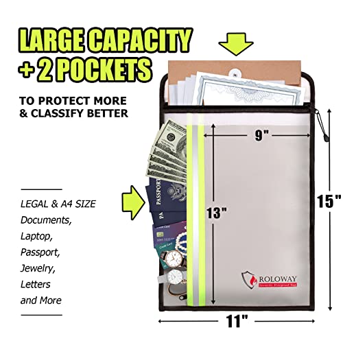 ROLOWAY Fireproof Document Bag (15 x 11 inch) with 2 Pockets - Image 3