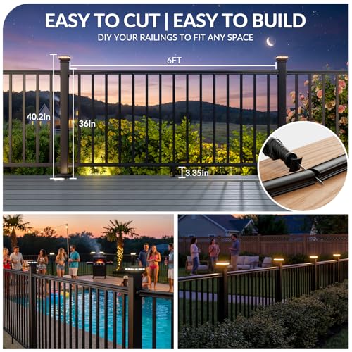 Egadis 2 Pack 36 in x 6 ft Modular Aluminum Deck Railing Kit - Image 7