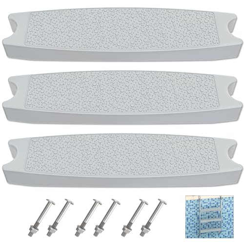 Pool Ladder Steps Replacement, (3-Pack) 18" Universal, Grey - Image 2