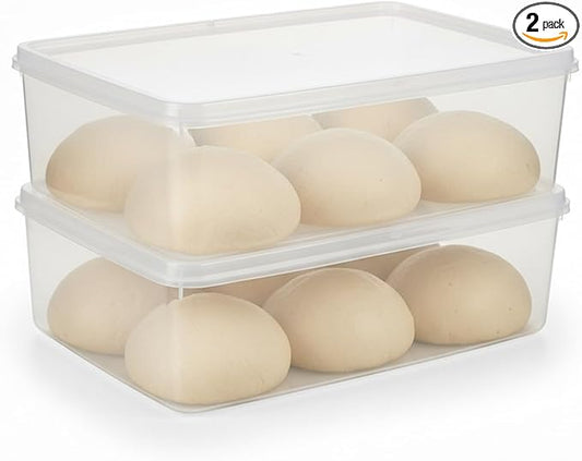 2 Pack pizza dough proofing box, Stackable bread proofing container, sourdough tray, food storage containers with lids, pizza making supplies accessories, BPA Free, 8L Capacity