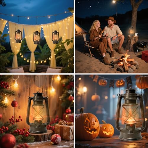 2 Pack LED Vintage Lantern Battery Powered Lanterns - Image 7