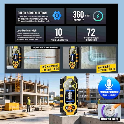 ZC-D201 6-in-1 Stud Finder, Wall Scanner Detects Wood | Home Repair - Image 7