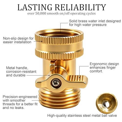 Brass Garden Hose Shut Off Valve, Heavy Duty 3/4 Inch Solid Brass - Image 5