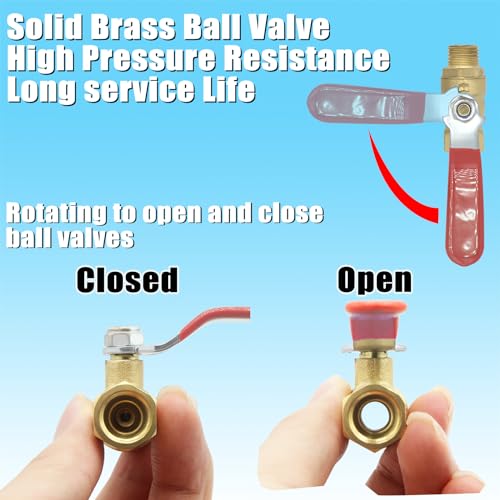 1/4 inch NPT Brass Ball Valve Kit Air Compressor Shut Off Valve - Image 3