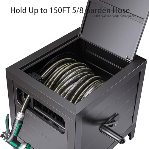 Metal Garden Hose Reel Deck box, Durable Steel Garden Hose - Image 5