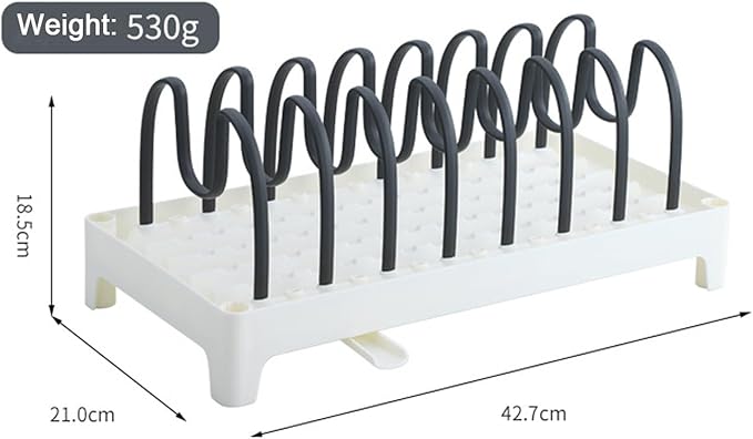 Pot and Pan Lid Organzier for Cabinet with Drainage, 8 Adjustable Compartment for Bakeware Cutting Boards Cookware Dishes (Dark Grey)