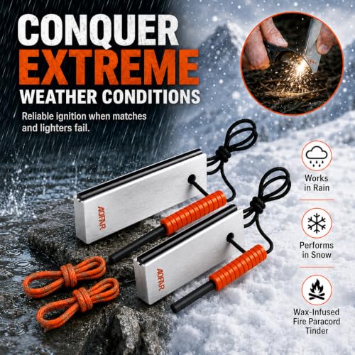 2 Pack Magnesium Fire Starter Kit with Scraper and Whistle - Image 3