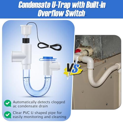 2 Pack 3/4" Condensate Trap with Built in Overflow Switch, White - Image 3