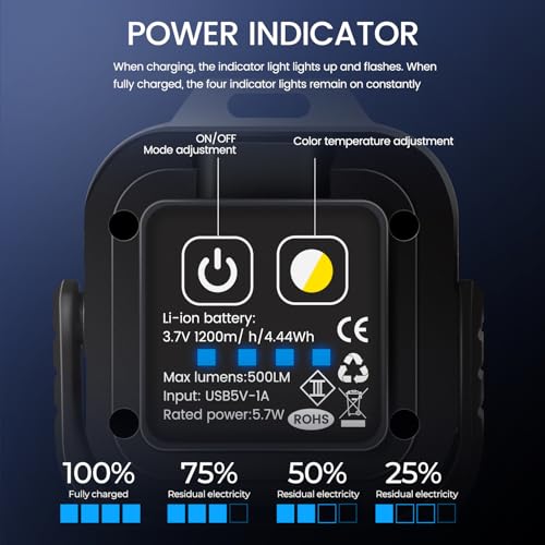 Magnetic Work Light Rechargeable, 500 Lumens Floodlight - Image 4