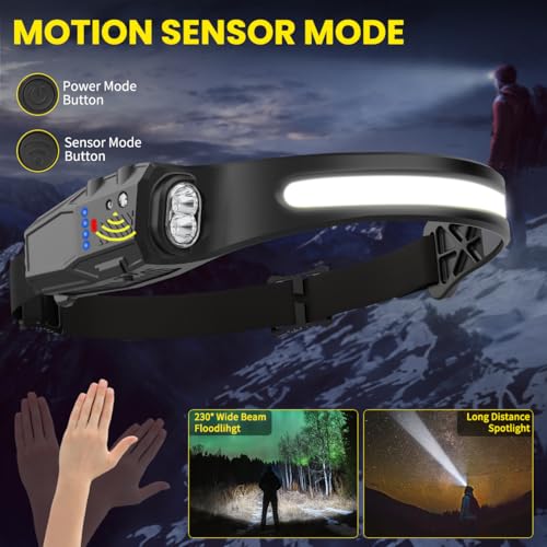 3Pack 7Modes LED Headlamp Rechargeable with Red Light for Adults - Image 4