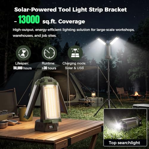 450W Solar 45000MAh Camping Light with Stand Rechargeable - Image 3