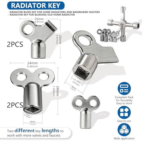 Sillcock Key and Radiator Key Set (6-Piece) - Includes 2 Water - Image 3