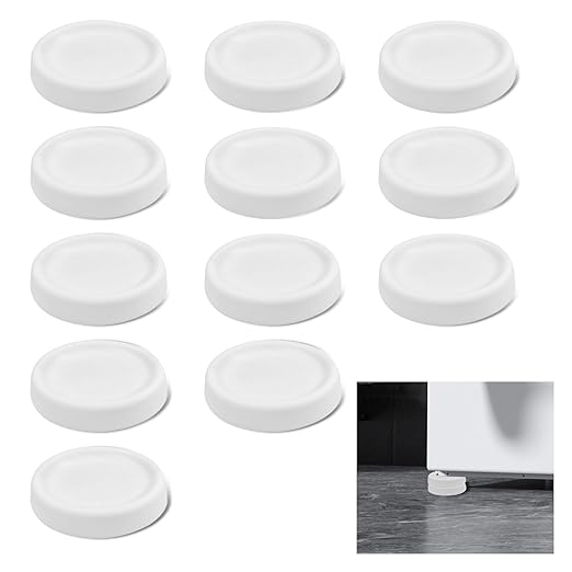 12 Pieces Anti Vibration Pads for Washing Machine, Silent Washer Dryer Feet Anti Vibration Mat, Universal Rubber Washing Machine Stabilizer Support, Stop Moving Waling, Reduce Noise (White)
