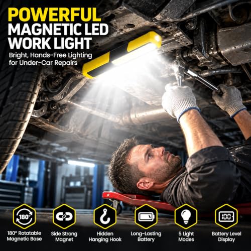 Magnetic Rechargeable Flashlight, LED Underhood Work Light - Image 4