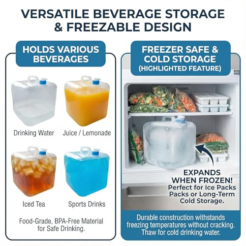 3 Pack 5.3 Gal Collapsible Water Storage Container Jug - Image 8