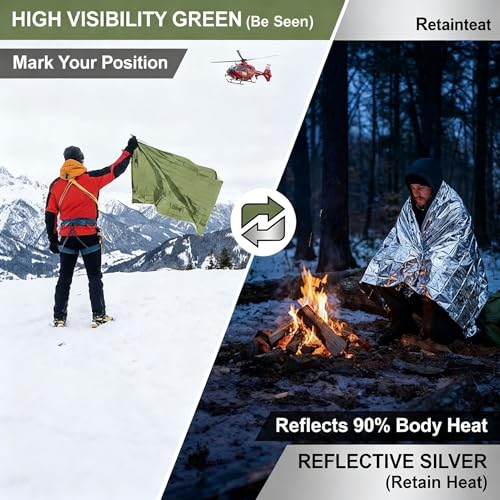 Ruten Double-Sided Green/Silver Thermal Emergency Blanket - Image 4