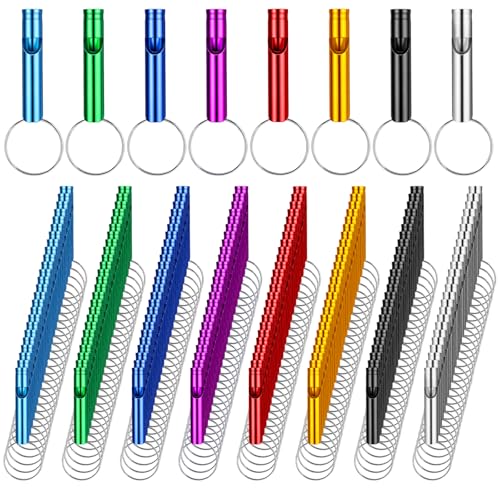 200 Pcs Aluminum Emergency Whistles with Keychains - Image 2