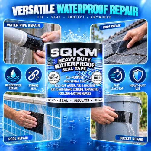 Black Waterproof Tape, Flexible Rubberized Leak Repair - Image 5
