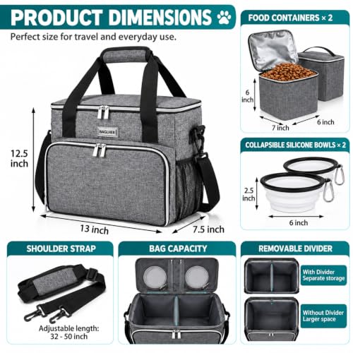 Dog Travel Bag with 2 Food Containers & 2 Collapsible - Image 4