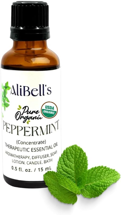AliBell's - Pure Peppermint Oil - Essential Oils for Humidifiers -15 ml Undiluted Therapeutic Grade A Concentrate for Aromatherapy, Soap Making, Diffuser, Laundry and More- Pet Safe