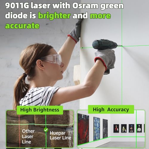 Huepar Laser Level, 100Ft Self Leveling Green Cross Line Laser - Image 3