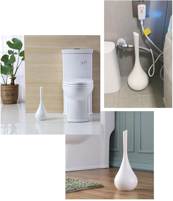 White Bathroom Decor Toilet Brush and Holder Set,Modern Toilet Bowl Brush Household Cleaning Brush for Bathtub