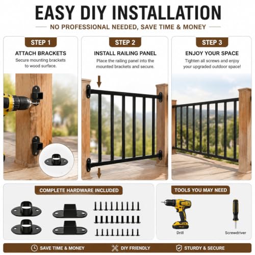Porch and Deck Railing, 4ft x 36in H Railing with Screws - Image 5
