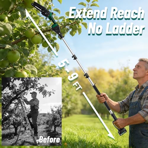 2-in-1 Pole Saws for Tree Trimming, Mini Chainsaw Cordless - Image 5