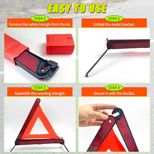 5 Pack Warning Triangles Safety Triangle Emergency Kit with Case - Image 6